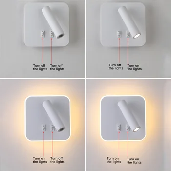 Kreatívne Nordic Spálňa LED Nástenné Svietidlá Potligh Podsvietenia, možnosť Rotácie Sconce Vnútorné Steny Svetlo Pre Domáce Spálňa LED Nástenné svietidlo