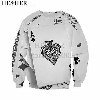 Kreatívne Poker Karty mens hoodies módne pulóvre hip hop Harajuku tracsksuits Streetwear3D vytlačené muži/ženy, mikiny