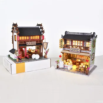 Kreatívne Retro Čínsky Štýl, Starožitný dom Ozdoby Tvorivé Drevené Ručne zmontované Model DIY Potravín a Hrať Model Hračky