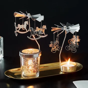 Kreatívne romantický rotujúce sviečkový domov jedálenský stôl večeru pri sviečkach rekvizity dekorácie kovový svietnik roztomilý ozdoby
