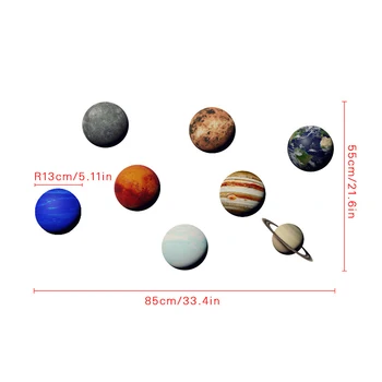 Kreatívne Solárneho Systému Cartoon Samolepky Na Stenu Pre Deti Izby Hviezdy Vesmíru Planéty Zem, Slnko, Saturn, Mars Plagát Nástenná Maľba