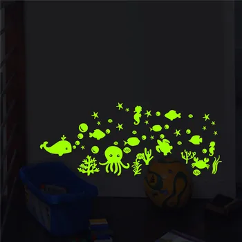 Kreatívne svietiace nálepky Podmorský svet Zvierat rodiny dekorácie svetelné samolepky na stenu pre obývacia izba deti spálňa nálepky