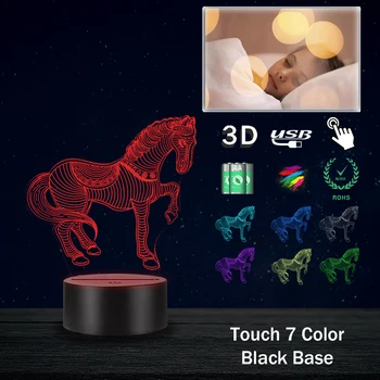 Kreatívne Zvierat Retro Kôň 3D Lampa LED USB RGB Náladu Nočné Svetlo Multicolor Luminaria Zmena Tabuľky Stôl Dekor Home Design Darček
