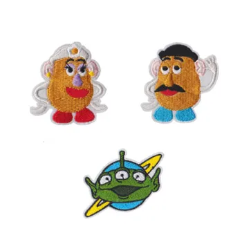 Kreslený film toy vyšívané žehlička na patch, tri oči, pán.zemiakové hlavu textílie odznak, deti jean bunda DIY oblečenie patch