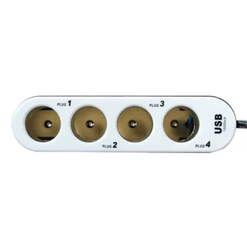KROAK 4 Way Auto Adaptér pre zapaĺovač Splitter Nabíjačku 12V/24V USB+LED Light Switch