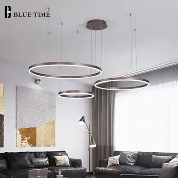 Kruh Krúžky LED Luster pre Obývacej Izby, Spálne, Jedálne, Akryl Okrúhly Tvar Stropný Luster Osvetlenie Lamparas Dekor