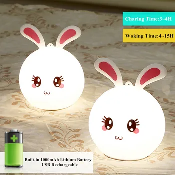 Králik LED Nočné Svetlo Dotykový Snímač Diaľkového Ovládania 16 Farieb, USB Nabíjateľné Silikónové Bunny Čítanie pre Deti Baby Vianočný Darček