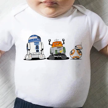 Krásne BB-8 R2-D2 Dieťa Jumpsuit Letné Krátke Vtipné O Krk Baby Kombinézach Mäkké Star Wars Novorodenca Romper