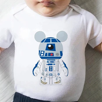 Krásne BB-8 R2-D2 Dieťa Jumpsuit Letné Krátke Vtipné O Krk Baby Kombinézach Mäkké Star Wars Novorodenca Romper
