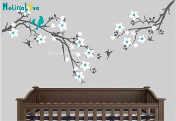 Krásne Cherry Blossom Pobočiek Samolepky na Stenu Domova Obývacej Izbe, detskej izbe Vlastné Farby nástenné Maľby Vinyl YT5472