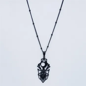 Krásne FAJA Čiar Mesiac Spider Nehrdzavejúcej Ocele Vrstvený Náhrdelníky, Čierna Farba, Ženy Gotický Reťazca Náhrdelník Šperky N4137S03