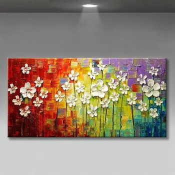 Krásne kvety, pre domáce dekorácie Handmade abstraktné plátno olejomalieb wall art Obrázky pre obývacia izba č rámovanie