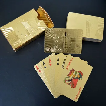 Krásne zlaté fólie Poker Eur Štýl Plastové Pokrové Hracie Karty ollectible nepremokavé zlatej fólie hrá auto Jednej Palube, Zlatá Fólia