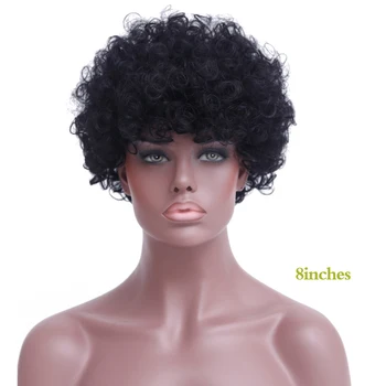 Krátke Kinky Afro Kučeravé Parochne pre Čierne Ženy Blondína Zmiešané Hnedé Syntetické Parochne Afriky Účes žiaruvzdorné pre ženy