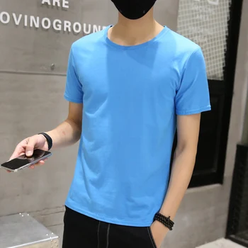 -Krátke rukávy T-shirt Mužov 2020 Letné hlavne Čisté Farby, Pevný Multi-farebné Módny Trend kórejská Verzia Bavlna T-shirt Muž