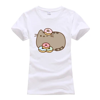 Krátky rukáv o-krku bavlna t-shirts 2018 lete žien karikatúra roztomilý mačka camisetas streetwear tričko tee tričko femme veľkosť S-XL