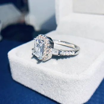 Kráľovná Promise ring 925 Sterling silver AAAAA Zirkón cz Luxusné Svadobné Kapela Prstene pre ženy, Svadobné Vyhlásenia Strany, Šperky