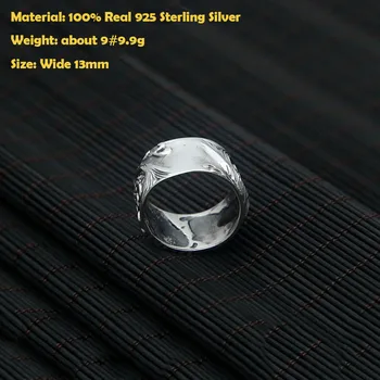 Krúžok 925 Sterling Silver Mužov Jemné Šperky Nový Príchod Široký Kapor Ročný Prebytok GR45
