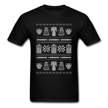 Kto je Sveter T Shirt Mužov Dr. Ktorí Topy Vtipné Vianočné Darčeky Vianočné Oblečenie T-shirt Kreslené Tričká Bavlna Tričká Čierna