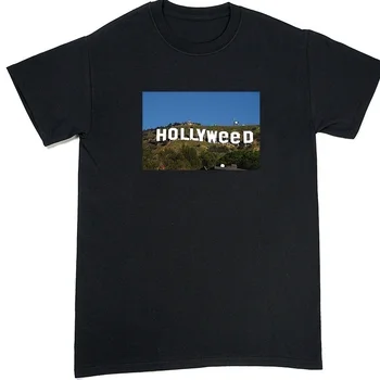 Kuakuayu HJN Unisex Hollyweed Funny T-Shirt Bežné Krátke Rukávy Bavlna Tee Bokovky Grunge Street Style Móda, Top