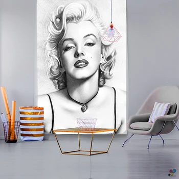 KUANUO Marilyn Monroe Gobelín Vintage Stene Visí Tapisérie prehoz cez posteľ Pláž Uterák Dekorácie Pre dom / Hotel /Káva/ Bar