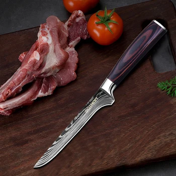 Kuchynské Nože Nastaviť Nástroje Profesionálny Kuchár Japonské Nože Vysoko Uhlíkovej Nerez Imitácia Damasku Vzor Nôž Set