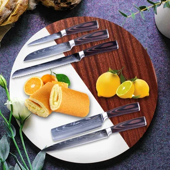 Kuchynské Nože Nastaviť Profesionálny Kuchár Japonské Nože Sekáčik Vysoko Uhlíkovej Nerez Imitácia Damasku Vzor Nôž Set