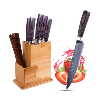 Kuchynské Nože Nastaviť Profesionálny Kuchár Japonské Nože Sekáčik Vysoko Uhlíkovej Nerez Imitácia Damasku Vzor Nôž Set