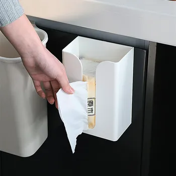 Kuchyňa Papier, uterák úložný box voľný úder na stenu tkaniva koša taška fólie multifunkčné organizátor rack