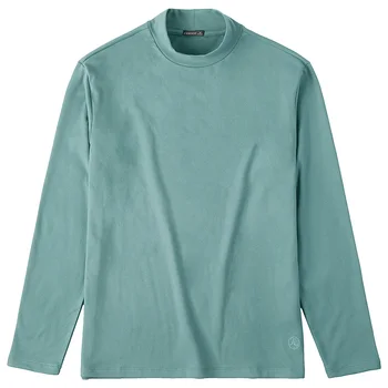 KUEGOU Oblečenie na Jeseň Zimné pánske T-shirt long sleeve fashion Semi-vysoký Golier Teplé Fleece T shirt Mužov Top Plus Veľkosť PT-1299