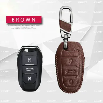 KUKAKEY Kľúča Vozidla puzdro Pre Citroen C3 XR C4 C5 C4L Xsara Picasso Elysee Berlingo Príslušenstvo Originálne Kožené Keychain Držiteľ