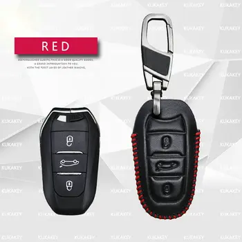 KUKAKEY Kľúča Vozidla puzdro Pre Citroen C3 XR C4 C5 C4L Xsara Picasso Elysee Berlingo Príslušenstvo Originálne Kožené Keychain Držiteľ