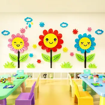 Kvetinový Vzor, Samolepky na Stenu Krásne Kreslené Samolepky Pre Deti Izba Dekor DIY Stenu Detská Izba Dekorácie Farebné Tapety