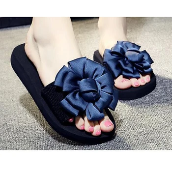 Kvety Žena Pláži Flip Flops Letné Sandále protišmykový ženy, papuče, Sandále na Platforme kvalitné letné dámske topánky k6