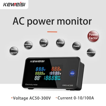 KWS-AC300 Napätie Tester Voltmeter AC 50-300V energie Energie Meter LED Wattmeter Elektrický Merač S Reset Funkcia 0-100A