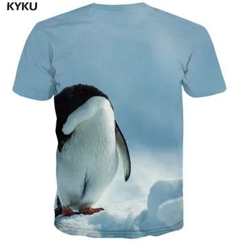 KYKU Penguin T-shirt Mužov Zvierat T-shirts 3d Sneh Tričko Printed Krásne Anime Oblečenie, Pánske Oblečenie, T košele v Pohode Mužských O-Krku