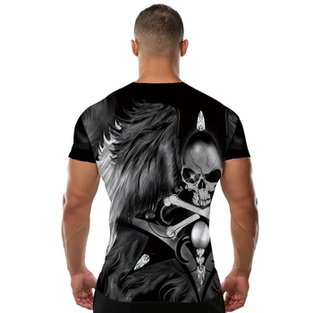 KYKU Značka Skull T shirt Krídlo košele Zábavné Tees 3D Oblečenie pre Voľný čas Tričko T-shirt Mužov 3d Top Čaj Slim Homme