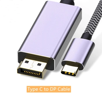 Kábel Adaptér DisplayPort Typ c k DP Kábel 4K HD 60Hz Kábel pre Samsung Huawei Displayport na Usb-c Thunderbolt Adaptér