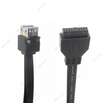 Kábel USB 3.0 vysokorýchlostné 20kolíkový 2 Porte USB3.0 Rozbočovač USB 3.0 Predný Panel Kábel Adaptéra s Pevnou Nohou na PC Stolný Počítač Čierna