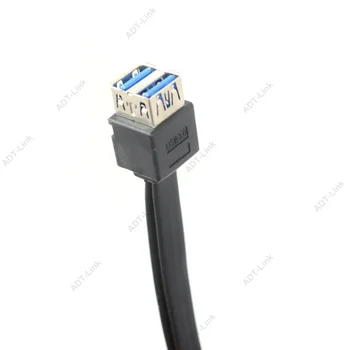 Kábel USB 3.0 vysokorýchlostné 20kolíkový 2 Porte USB3.0 Rozbočovač USB 3.0 Predný Panel Kábel Adaptéra s Pevnou Nohou na PC Stolný Počítač Čierna