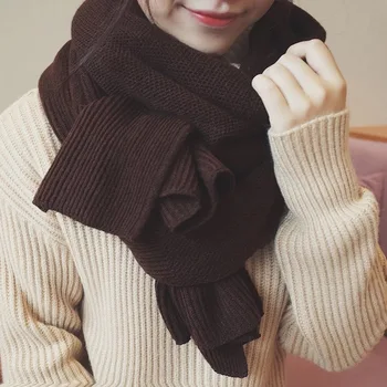Kórejská verzia vlna šatku žena zimné zahusťovanie dlho jednofarebné bavlnené a ľanové pocit wild zrastov študent teplý golier
