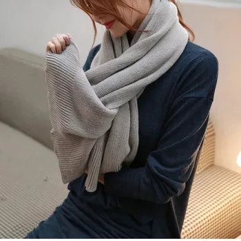 Kórejská verzia vlna šatku žena zimné zahusťovanie dlho jednofarebné bavlnené a ľanové pocit wild zrastov študent teplý golier