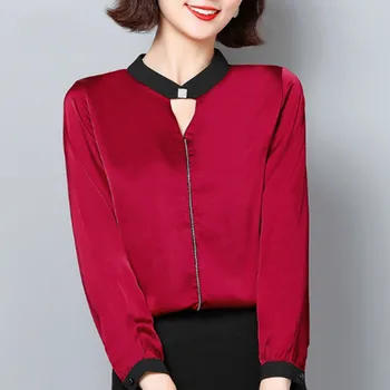 Kórejský Hodvábna Blúzka Bežné Jar Pevné Voľné Tričko Blusas Mujer De Moda 2021 Nový Príchod Plus Veľkosť Topy Ženy 7975 50