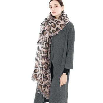 Kórejský jeseň zima nové módne pohodlné vlna šatku muži ženy dlho leopard tlač teplé strapec hrubé teplé vonkajšie trend šatka