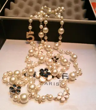 Kórejský Módne Dlhý Sveter Reťazca Náhrdelník pre Ženy, Luxusné Veľké Perly Camellia Prívesok Náhrdelník Šperky