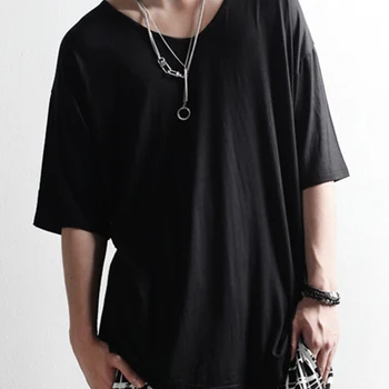 Kórejský módne mužov letné voľné voľné bunda pol-rukáv výstrih, krátke rukávy t-shirt fashion t-bežné značky hip-hop ha