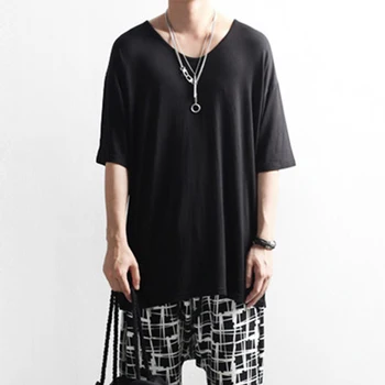 Kórejský módne mužov letné voľné voľné bunda pol-rukáv výstrih, krátke rukávy t-shirt fashion t-bežné značky hip-hop ha