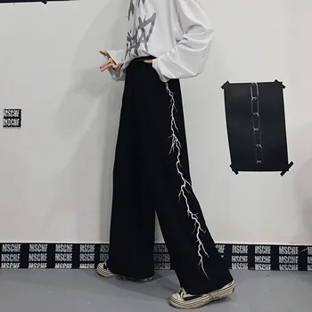 Kórejský Retro Lightning Tlačiť Bežné Nohavice 2020 Nové Módne Harajuku Gotický Hip Hop High Street Nohavice pre Ženy a Mužov