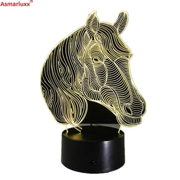 Kôň Led Nightlights Akryl 7 Farieb Mení Zviera 3D LED svetlo Stôl, stolná Lampa USB 5V Svietidlá pre Domáce Dekorácie