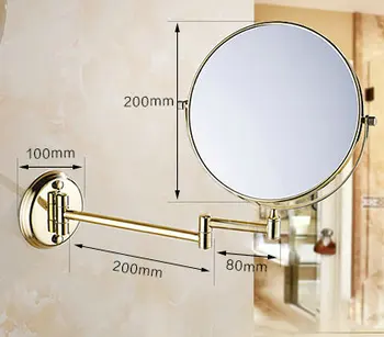 Kúpeľňa 8 Palcový Zlaté Leštené Mosadzné Kúpeľňa Kozmetické Zrkadlo Make-Up Zrkadlo, Dvojité Veko Zväčšovacie Vane, Zrkadlá Na Stenu